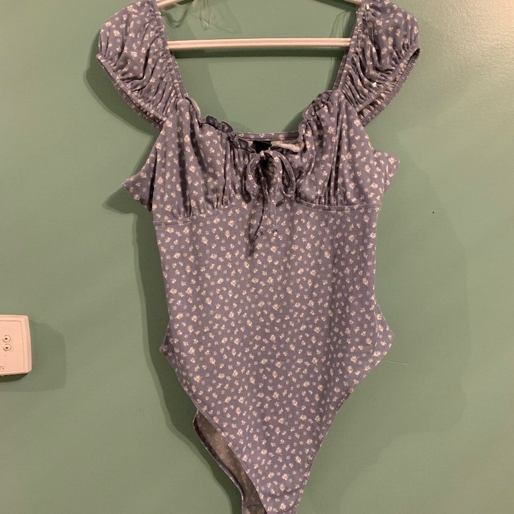 Light Blue Floral Bodysuit